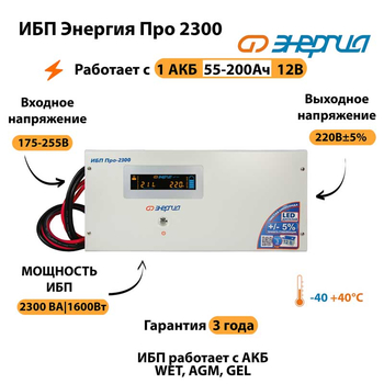 Энергия ИБП Про 2300 12В - ИБП и АКБ - ИБП для котлов - магазин электрооборудования amperomvolt.ru